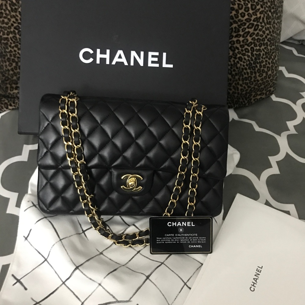 2017 Chanel Double Flap Classic Bag black Medium
